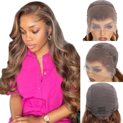 Miniatura 44 de Aaliweya Peluca de encaje frontal 360 HD con encaje frontal 360, peluca de cabello humano para mujer, densidad 180, prearrancada, sin pegamento, 1B