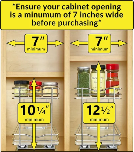 Miniatura 4 de LYNK PROFESSIONAL® Élite™ Organizador de especieros extraíble para el interior de armarios de cocina - 6-3/8 pulgadas de ancho - Cajón deslizante