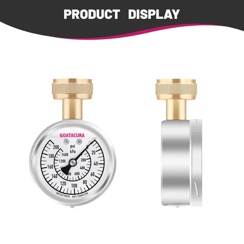 Miniatura 6 de Medidor de prueba de presión de agua relleno de glicerina de 0-200psi/kpa, tamaño de dial de 2-1/2", rosca hembra de manguera de jardín de 3/4