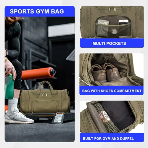 Miniatura 3 de Bolsa de gimnasio para hombres y mujeres con compartimento para zapatos, deporte, fin de semana, viajes, durante la noche, bolsa de transporte