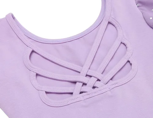 Miniatura 9 de Arshiner Leotardo de ballet brillante con mangas con volantes y falda con espalda cruzada para niñas