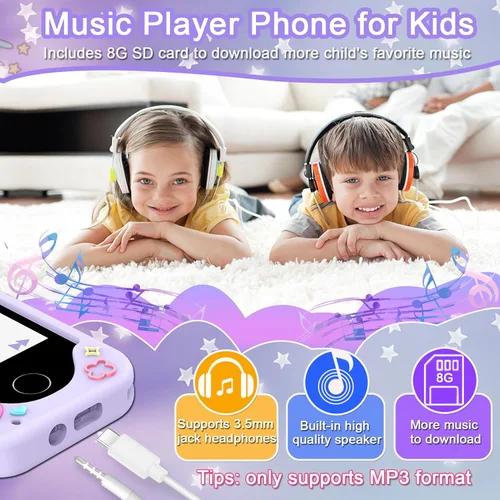 Miniatura 7 de Teléfono inteligente para niños para niñas, regalos de cumpleaños de Navidad para niñas de 3 a 10 años, teléfono celular, pantalla táctil de 2.8