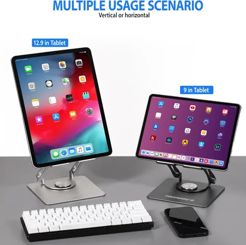 Miniatura 7 de Soporte giratorio para tableta para iPad/Kindle/iPhone de 13 a 4.7 pulgadas, soporte ajustable para tablet para escritorio, cocina, PC, accesorios