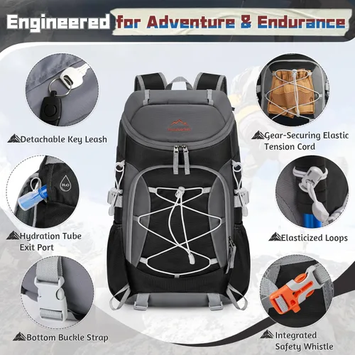 Miniatura 5 de RAINSMORE Mochila de senderismo plegable para mujeres y hombres, mochila de camping plegable de 40 litros, impermeable, bolsa de senderismo ligera