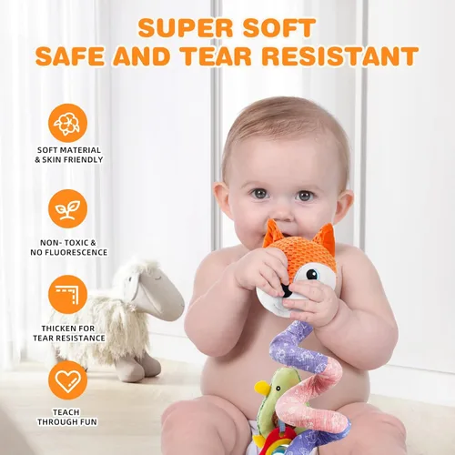 Miniatura 4 de Jollybaby - Juguetes para cuna, cochecito, asiento de coche para bebé de 0 a 12 meses, juguetes sensoriales colgantes para tiempo boca abajo