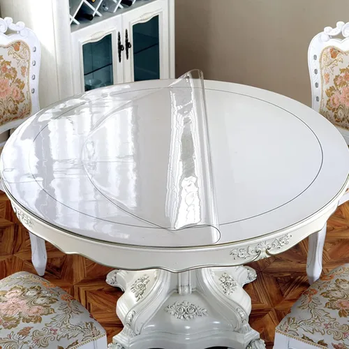 Miniatura 8 de LovePads Protector de mesa redondo transparente de 24 pulgadas, protector de mesa de 2 mm de grosor para comedor, cubierta de mesa impermeable