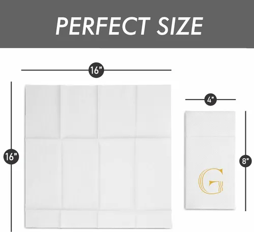 Miniatura 3 de Paquete de 50 servilletas con monograma con bolsillo para cubiertos, 16 x 16 pulgadas, servilletas desechables de lino con letra B, servilletas