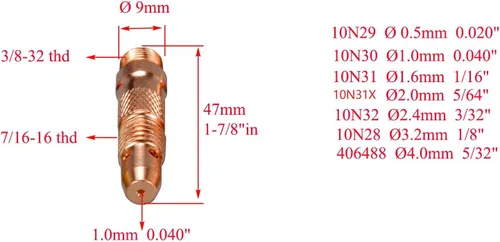 Miniatura 3 de RIVERWELD TIG Lente de gas Collet Cuerpos 10N 45V Serie Gran Diámetro Largo Alúmina Boquilla Cerámica Tazas 10N 54N Serie Surtido Kit