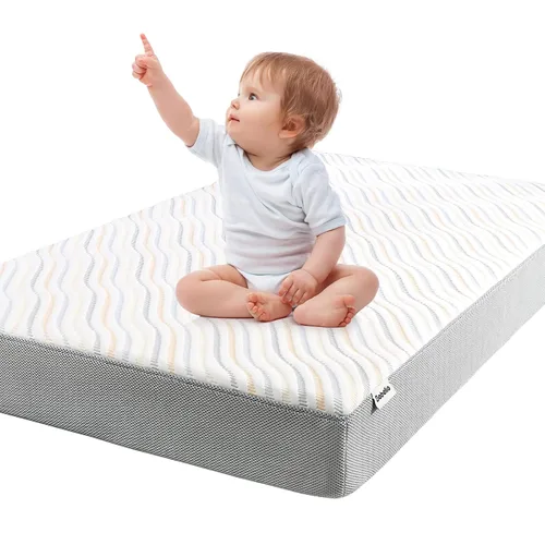 Miniatura 7 de Babelio Colchón para cuna, colchón para cama infantil, colchón de espuma viscoelástica, doble cara con funda Tencel y forro impermeable