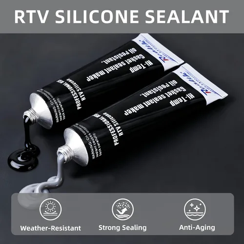 Miniatura 3 de Fabricante de Juntas de Silicona Negro, 1 Paquete, Sellador de Juntas de Silicona RTV de Alta Temperatura 3.53 Oz, Sellado de Brida de Alta