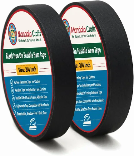 Miniatura 11 de Mandala Crafts Cinta de dobladillo fusible negra de 1/2 pulgada de 54 yardas, doble cara, sin coser, para planchar, para pantalones, cortinas y ropa