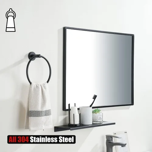 Miniatura 3 de JQK Toallero negro, soporte para toalla de mano de acero inoxidable 304 negro mate para baño, montaje en pared, TR130-PB