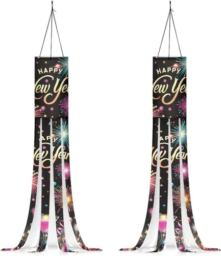 Miniatura 24 de Binienty 4th of July Winsock Patriotic Outdoor Decor Wind Socks Hanging Flag Welcome Home Decoration Party Yard Hanging Windsock, 2 Pcs Set Decor