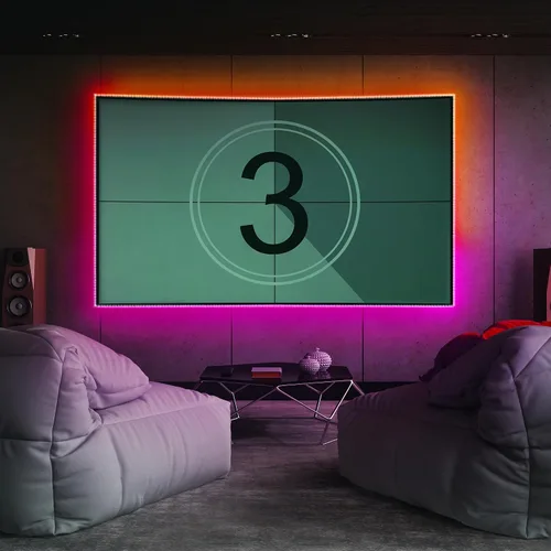 Miniatura 2 de Monster - Tira de luz RGB+W reactiva con sonido de 32.8 pies, multicolor inteligente + multicolor, uso en interiores, control de aplicación y voz