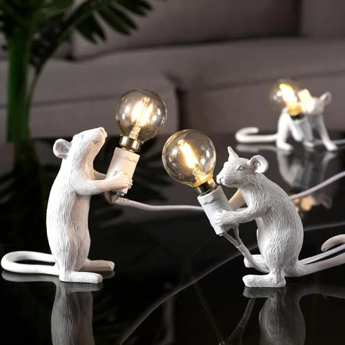 Miniatura 9 de Moderna lámpara de ratón de resina con luces de mesa, lámparas de escritorio creativas, decoración de regalo de mesita de noche, dormitorio LED