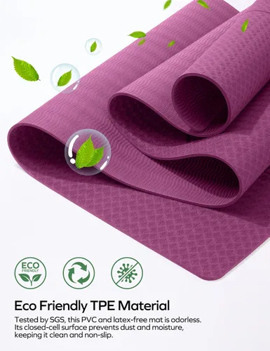 Miniatura 5 de Ewedoos Esterilla de Yoga Ecológica con Marcas de Alineación, Esterilla de Yoga TPE Antideslizante para Yoga Caliente, Gruesa 1/4'', Superficies