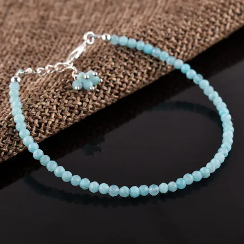 Miniatura 21 de Natural Gemstone Micro Beads Dainty Bangle Bracelet, Handmade Birthstone Jewelry, Healing Chakra Crystals, Silver Plated 8 inch, Birthday Gift for