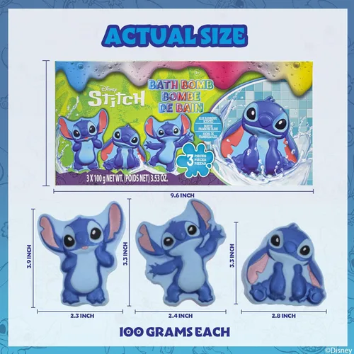 Miniatura 6 de Bombas de baño Stitch para niños, divertidos colores brillantes del arco iris, perfumadas de frambuesa para niños, a partir de 3 años, por Townley