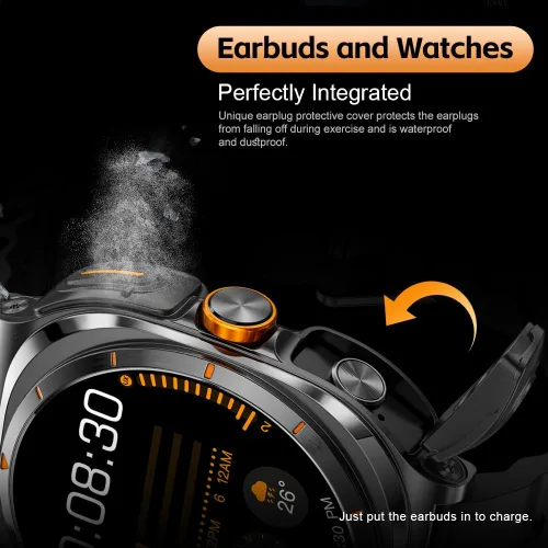 Miniatura 4 de Reloj inteligente con auriculares en el interior, contesta llamadas y escucha música, relojes de seguimiento de fitness, más de 100 modos deportivos