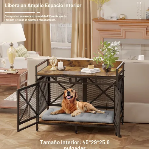 Miniatura 4 de COZPAW Mueble de Jaula Grande para Perros, Perrera de Madera de 48 Pulgadas para Perros Extra Grandes, Muebles Resistentes para Perros, Jaula