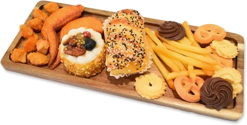 1 paquete de bandejas de madera de acacia (14 x 5.5 pulgadas) – Platos rectangulares para decoración del hogar y alimentos, incluyendo verduras,