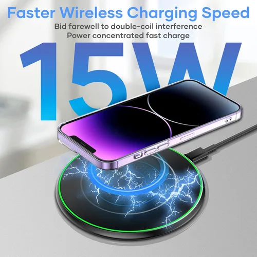 Miniatura 6 de Cargador inalámbrico, almohadilla de carga inalámbrica compatible con iPhone 16 15 14 13 12 11 Pro Max, alfombrilla de carga inalámbrica rápida