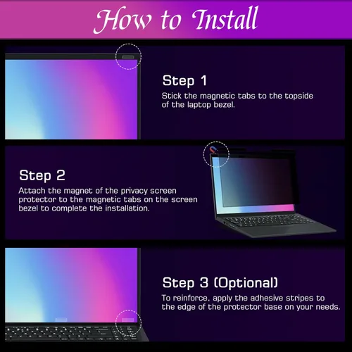 Miniatura 7 de PYS Filtro de Pantalla de Privacidad Magnético para Laptop de 15.6 Pulgadas 16:9 - Protector de Privacidad de Pantalla de Computadora Desmontable