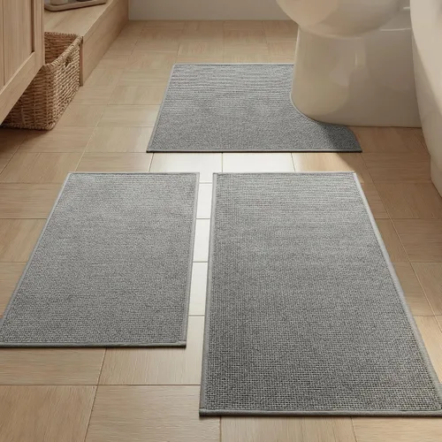 Miniatura 57 de YIHOUSE Juego de 2 tapetes de baño, color beige, ultrafino, absorbente, antideslizante, para baño, lavable, ducha, lavabo, lavandería