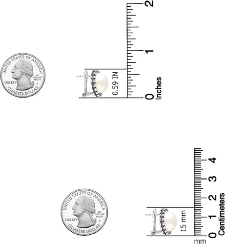 Miniatura 5 de LeCalla Pendientes de perlas de plata de ley 925 para mujer Aretes de perlas con clip en la espalda Omega para mujer
