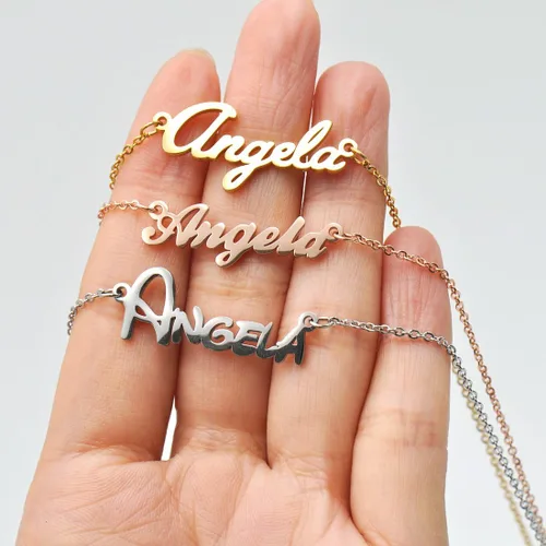 Miniatura 4 de Aoloshow Name Necklace Personalized Custom Any Name Handwriting Nameplate Jewelry Gift for Womens Girls