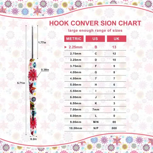Miniatura 2 de Gancho de Crochet de 2.25mm, Mango Ergonómico para Manos con Artritis, Agujas de Tejer Extra Largas de Goma Suave para Principiantes y Tejido