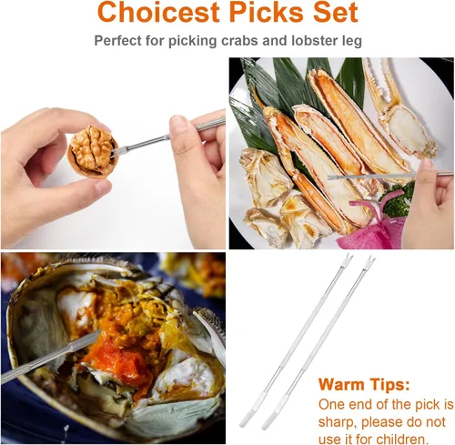 Miniatura 5 de Cascanueces, 8 piezas de cascanueces multiusos de acero inoxidable para mariscos y pecanas, herramientas para agrietar nueces con mango Rojo