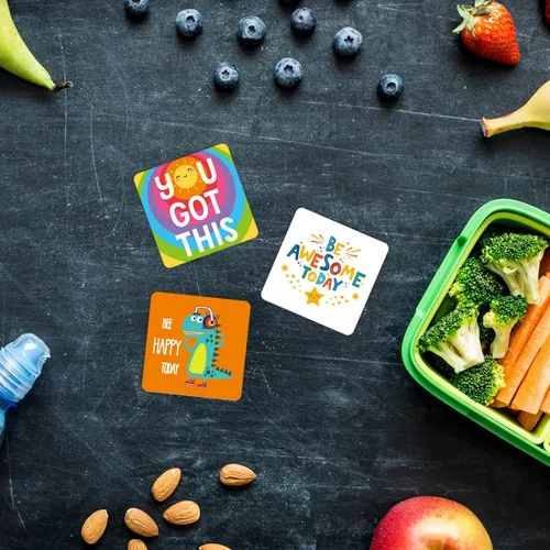 Miniatura 7 de Fantasyon Notas para la lonchera para niños, 60 unidades, lindas tarjetas de almuerzo inspiradoras, notas motivacionales para el almuerzo, regalos