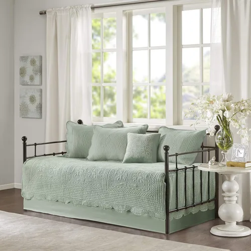 Miniatura 16 de Madison Park - Juego de cubrecama para día - Cobertura de moda con acolchado de damasco y bordes festoneados, ropa de cama de lujo para todas