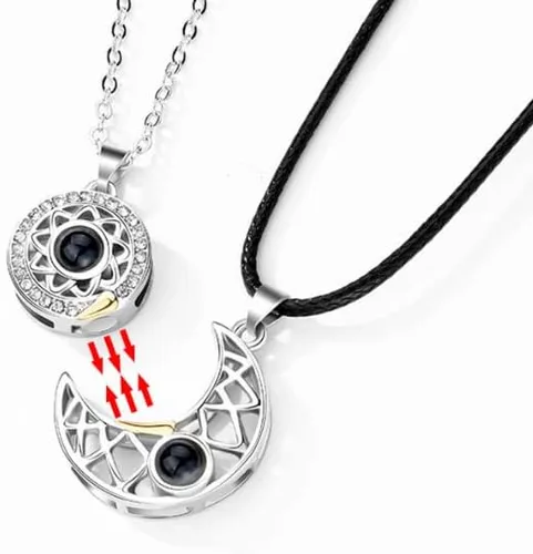 Miniatura 2 de 4 collares con texto en inglés "I Love You" en 100 idiomas para él y ella, collares a juego para parejas, mejores amigos, amistad, regalo de joyería