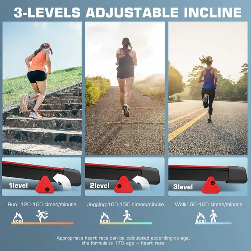Miniatura 5 de Cinta de correr con estación de trabajo de escritorio y altura ajustable, caminadora plegable de 2.5 HP con inclinación de 3 niveles, capacidad