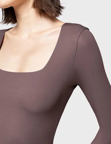 Miniatura 33 de PUMIEY Body sexy de manga larga con cuello cuadrado para mujer, colección Smoke Cloud