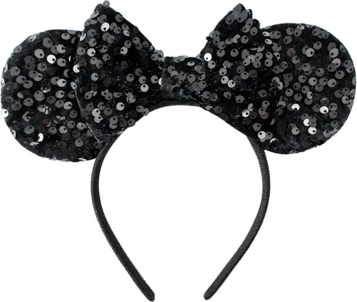 Miniatura 10 de KARETT Diadema con Orejas de Ratón de Lentejuelas con Lazo de Brillantina, Decoración de Fiesta de Princesa para Niñas y Mujeres Rosa Azul