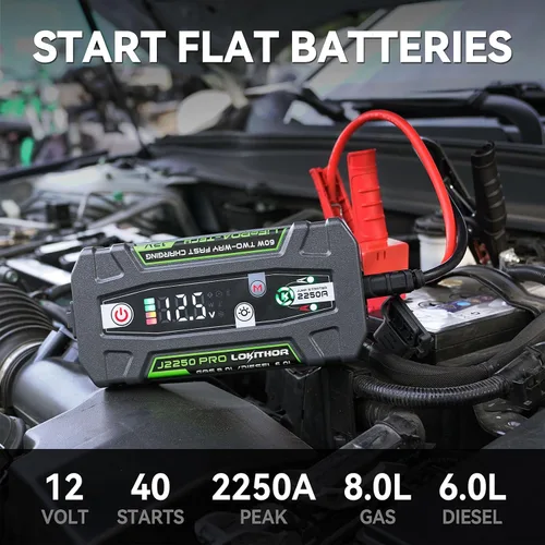 Miniatura 2 de LOKITHOR J2250 PRO Arrancador de Salto con ConnectMax, Batería de Arranque para Coche LiFePO4 de 2250A para Motores de Gasolina de 8.0L y Diésel