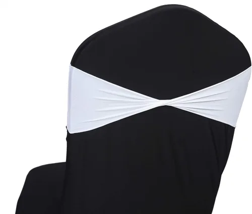 Miniatura 32 de MDS Paquete de 100 bandas de elastano para silla, bandas lisas sin hebilla, reutilizables, elásticas, para decoración de bodas, recepciones, Azul