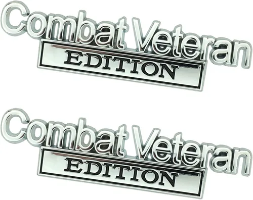 Miniatura 6 de Paquete de 2 calcomanías de metal para guardabarros de edición de veteranos de combate, repuesto para vehículos universales, SUV, motocicleta