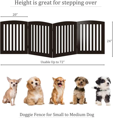 Miniatura 7 de PAWLAND Puerta Plegable Independiente de Madera para Mascotas para Perros, 24 Pulgadas 3 Paneles Valla de Paso, Puerta para Perros para la Casa