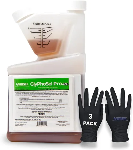 Agrisel GlyPhoSel Pro Herbicida, Combate Malezas Difíciles de Eliminar, Bajo Olor, Fácil Mezcla, Seguro para Mascotas, Incluye Paquete de 3 Guantes