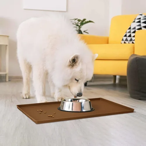 Miniatura 7 de Tapete de comida para perros, bandeja de comida impermeable de silicona, mantel individual antideslizante para mascotas, borde elevado de 1 pulgada