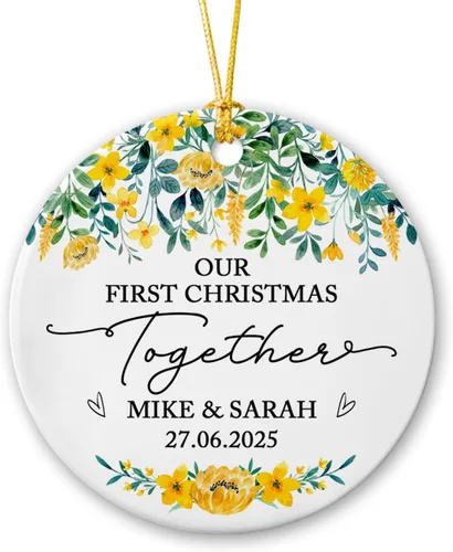 Miniatura 8 de Adorno personalizado de Navidad, aniversario de boda, aniversario de 2025, adornos de cerámica de Navidad para parejas, esposo, esposa, adorno