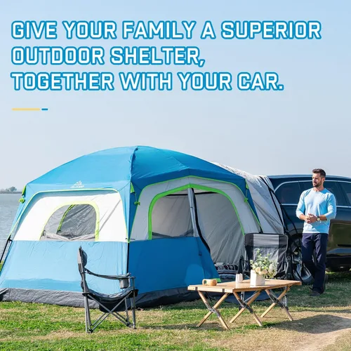 Miniatura 7 de JELUCAMP Tiendas de campaña SUV para acampar impermeables para 6 personas, tienda de campaña familiar para coche con accesorio para puerta trasera