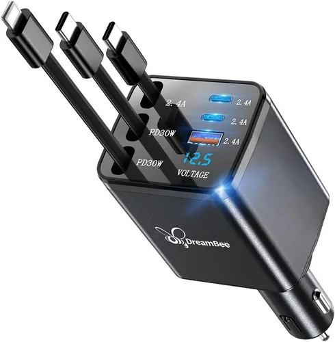 Miniatura 11 de Cargador retráctil para automóvil, cargador USB súper rápido para iPhone de automóvil, regalos para hombres y mujeres, accesorios para automóvil