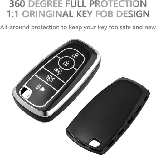 Miniatura 3 de Funda para llavero OFFCURVE con llavero para Ford Fusion Explorer Escape F150 F250 F350 F450 F550 Edge Maverick Expedition Lincoln Aviator, Plata