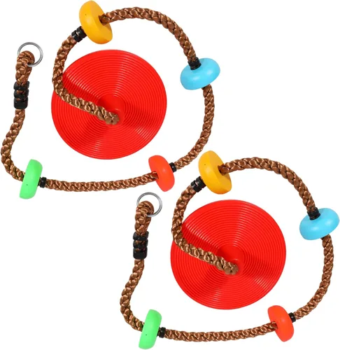 Miniatura 9 de REDCAMP Columpios de cuerda de escalada para árboles, asiento de columpio de disco de plástico resistente para niños y adultos con correa