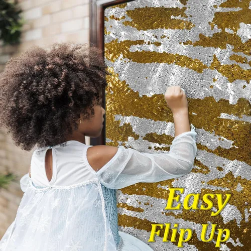 Miniatura 7 de Partisout Tela de lentejuelas reversible de 1 yarda: plata a oro de dos tonos, tela de purpurina de sirena para vestidos de bricolaje, telones